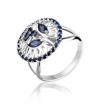 обзорное фото Золотое кольцо с сапфирами 1127/1 Золотые кольца с сапфиром обзорное фото Золотое кольцо с сапфирами 1127/1  Золотые кольца с сапфиром