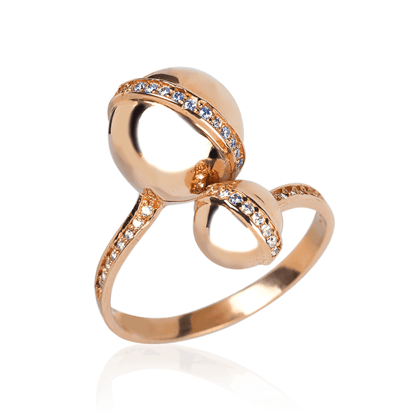 Золотое кольцо два шара с фианитами 031963 детальное изображение ювелирного изделия Золотые кольца с фианитом Золотое кольцо два шара с фианитами 031963 детальное изображение ювелирного изделия Золотые кольца с фианитом