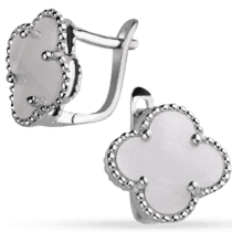 обзорное фото Серебряные серьги Клевер с перламутром на английской застежке 038935  Серебряные серьги с камнями