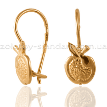 обзорное фото Золотые серьги Яблока 054 Серьги без камней обзорное фото Золотые серьги Яблока 054  Серьги без камней