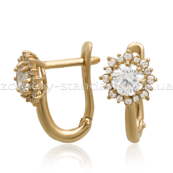 Золотые серьги Солнце 679 детальное изображение ювелирного изделия Серьги с камнями Золотые серьги Солнце 679 детальное изображение ювелирного изделия Серьги с камнями