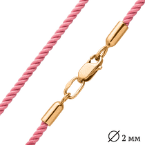 обзорное фото Шелковый розовый шнурок с гладкой застежкой 025686 Шнурки с золотом обзорное фото Шелковый розовый шнурок с гладкой застежкой 025686  Шнурки с золотом