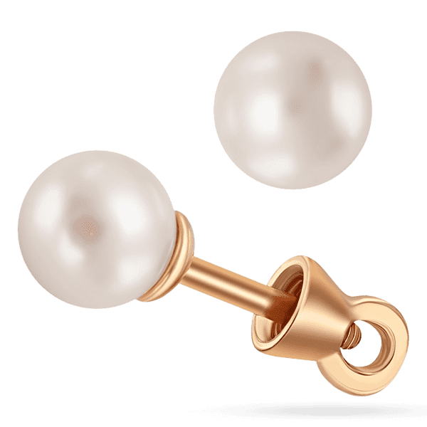 Серьги - пусеты Грация в красном золоте с жемчугом 039129 детальное изображение ювелирного изделия Золотые серьги с жемчугом Серьги - пусеты Грация в красном золоте с жемчугом 039129 детальное изображение ювелирного изделия Золотые серьги с жемчугом