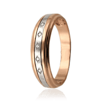 обзорное фото Обручальное кольцо из красного и белого золота с фианитами 028601 Обручальные кольца с цирконием обзорное фото Обручальное кольцо из красного и белого золота с фианитами 028601  Обручальные кольца с цирконием