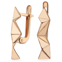 обзорное фото Золотые серьги в виде Оригами 034700  Золотые серьги