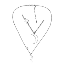 обзорное фото Серебряная цепочка с подвеской Луна и звездочка 036449  Серебряные цепочки