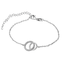 обзорное фото Серебряный браслет Сочетание с белыми фианитами с дополнительной цепочкой 039699 Серебряные женские браслеты обзорное фото Серебряный браслет Сочетание с белыми фианитами с дополнительной цепочкой 039699  Серебряные женские браслеты