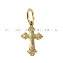 обзорное фото Золотой крестик для крещения ребенка 1,4,0211  Детский золотой крестик
