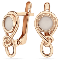 обзорное фото Золотые серьги с белым перламутром 034615  Золотые серьги