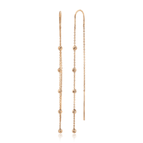 обзорное фото Золотые серьги продевки цепочка с бусинами алмазная грань 036506  Золотые серьги