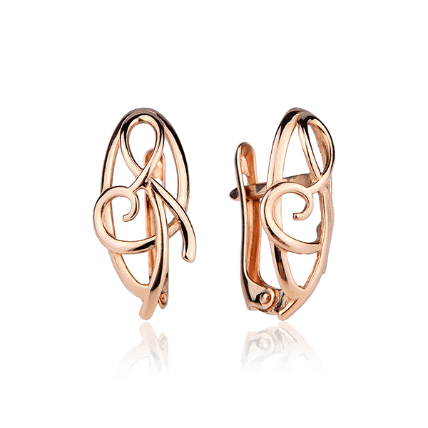 Серьги из красного золота 029545 детальное изображение ювелирного изделия Золотые серьги без вставок