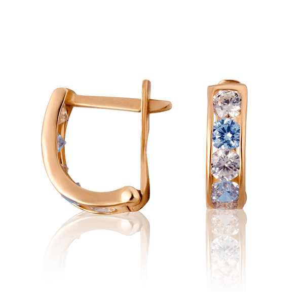 Детские золотые серьги с цирконием 90018 Детские золотые серьги с цирконием 90018