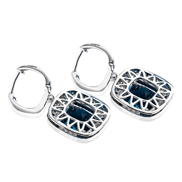 Серьги подвески золотые с крупным камнем Лондон топаз Серьги подвески золотые с крупным камнем Лондон топаз