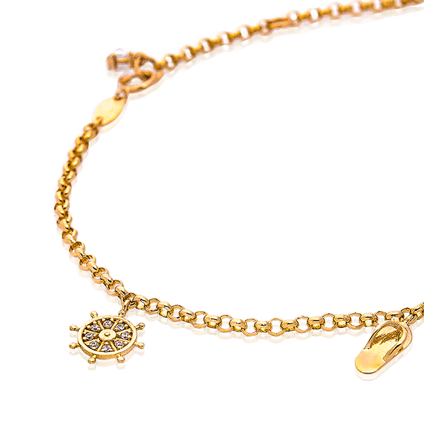 Золотий браслет на ногу Морський стиль фото Золотий браслет на ногу Морський стиль фото