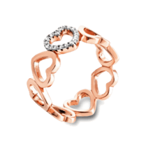 обзорное фото Позолоченное кольцо в стиле Tiffany сердечка 032089  Кольца с позолотой
