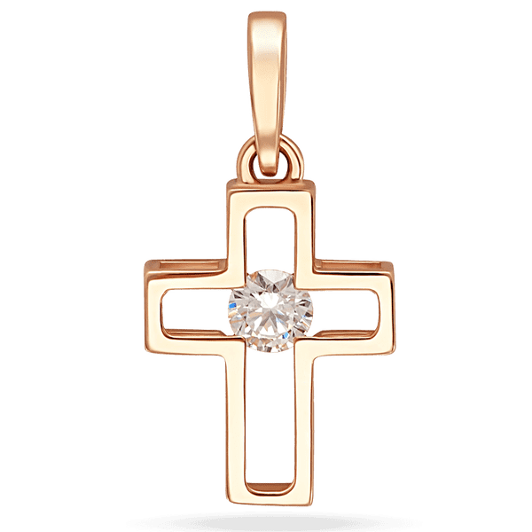Объемный золотой крестик с фианитом 038965 детальное изображение ювелирного изделия Декоративные золотые крестики Объемный золотой крестик с фианитом 038965 детальное изображение ювелирного изделия Декоративные золотые крестики