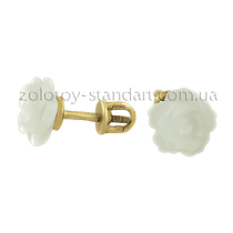 обзорное фото Золотые серьги с перламутром 529602  Золотые серьги с перламутром
