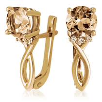 обзорное фото Золотые серьги с раухтопазом 023370  Золотые серьги с раухтопазом