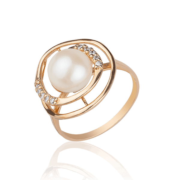 Кольцо из красного золота с жемчугом 031003 детальное изображение ювелирного изделия Золотые кольца с жемчугом Кольцо из красного золота с жемчугом 031003 детальное изображение ювелирного изделия Золотые кольца с жемчугом