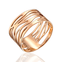 обзорное фото Кольцо из красного золота с узором 032533 Золотые кольца без вставок обзорное фото Кольцо из красного золота с узором 032533  Золотые кольца без вставок