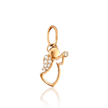 обзорное фото Золотой кулон Ангелочек с фианитами 033303 Золотые кулоны с фианитом обзорное фото Золотой кулон Ангелочек с фианитами 033303  Золотые кулоны с фианитом