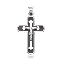 обзорное фото Серебряный крест с эмалью 037459  Серебряные подвески крестики