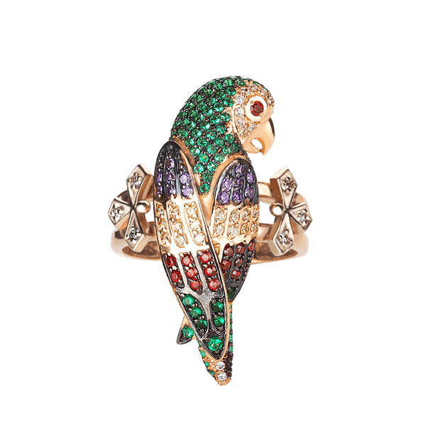 Кольцо-в-красном-золоте-Попугай Кольцо-в-красном-золоте-Попугай