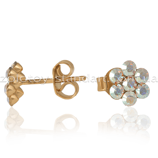 Детские золотые серьги гвоздики Цветы с цирконием 211166s детальное изображение ювелирного изделия Серьги с камнями Детские золотые серьги гвоздики Цветы с цирконием 211166s детальное изображение ювелирного изделия Серьги с камнями