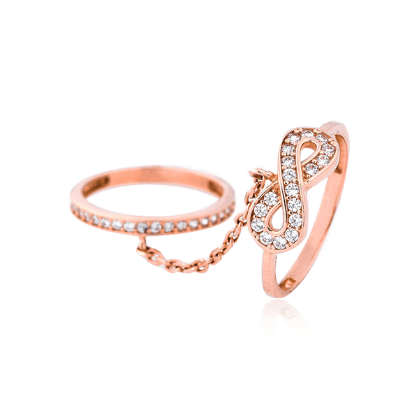 Молодежное золотое кольцо на две фаланги Бесконечность 032666 детальное изображение ювелирного изделия Золотые кольца Молодежное золотое кольцо на две фаланги Бесконечность 032666 детальное изображение ювелирного изделия Золотые кольца