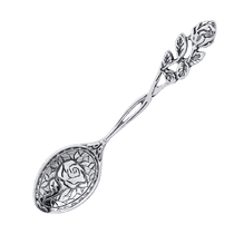 обзорное фото Серебряная кофейная ложка Роза СТ7 Серебряная ложка для икры обзорное фото Серебряная кофейная ложка Роза СТ7  Серебряная ложка для икры