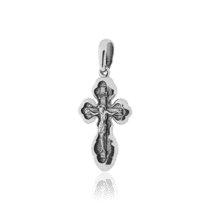 обзорное фото Серебряный крестик с Распятием и надписью Спаси и Сохрани 030665  Серебряные подвески крестики
