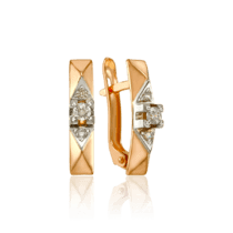 обзорное фото Женские серьги с комбинированного золота с камнями 033465  Золотые серьги с фианитом