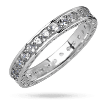 обзорное фото Серебряное кольцо с дорожкой фианитов 040239  Серебряные кольца с фианитом