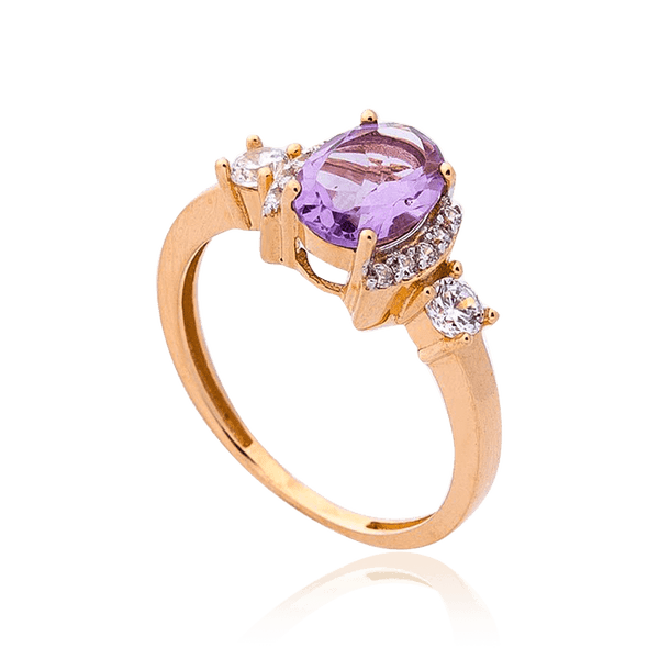 Нежное золотое кольцо с аметистом и фианитами 034602 детальное изображение ювелирного изделия Золотые кольца Нежное золотое кольцо с аметистом и фианитами 034602 детальное изображение ювелирного изделия Золотые кольца