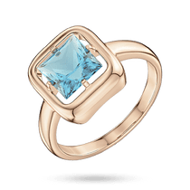 обзорное фото Изысканное кольцо в красном золоте 585 пробы с топазом огранки принцесса 041335  Золотые кольца с топазом