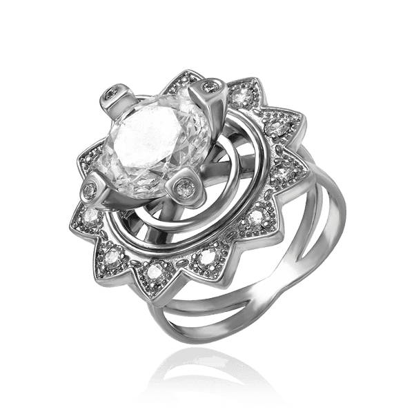 Шикарное серебряное кольцо в виде Цветка с фианитами 035035 детальное изображение ювелирного изделия Серебряные кольца Шикарное серебряное кольцо в виде Цветка с фианитами 035035 детальное изображение ювелирного изделия Серебряные кольца