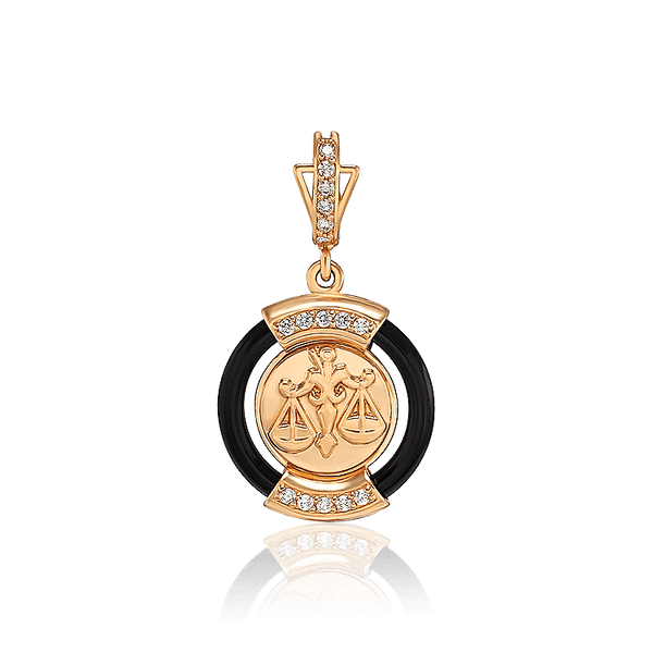 Золотой кулон знак Весы с агатом и фианитами 033945 детальное изображение ювелирного изделия Золотые подвески знаки зодиака Золотой кулон знак Весы с агатом и фианитами 033945 детальное изображение ювелирного изделия Золотые подвески знаки зодиака