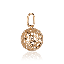 обзорное фото Золотой подвес Ажурный шарик 028182  Золотые подвески без камней