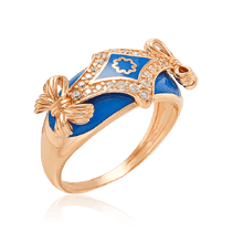 обзорное фото Золотое кольцо с синей эмалью Барокко 031649 Золотые кольца обзорное фото Золотое кольцо с синей эмалью Барокко 031649  Золотые кольца