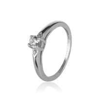 обзорное фото Золотое кольцо с фианитом в белом золоте для помолвки 028983  Золотые кольца для помолвки с цирконием
