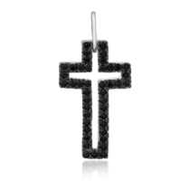 обзорное фото Серебряный декоративный крестик с фианитами 024934  Серебряные подвески крестики