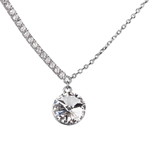 обзорное фото Серебряное колье-цепочка якорного плетения с большим камнем и дорожкой фианитов 040135  Серебряные колье