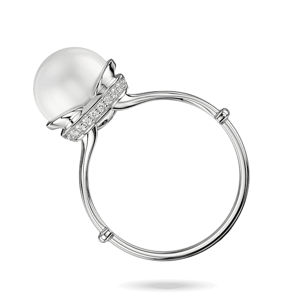 Кольцо в белом золоте «AURORA LIGHT» с жемчужиной и дорожкой бриллиантов 041252 детальное изображение ювелирного изделия Золотые кольца с жемчугом Кольцо в белом золоте «AURORA LIGHT» с жемчужиной и дорожкой бриллиантов 041252 детальное изображение ювелирного изделия Золотые кольца с жемчугом