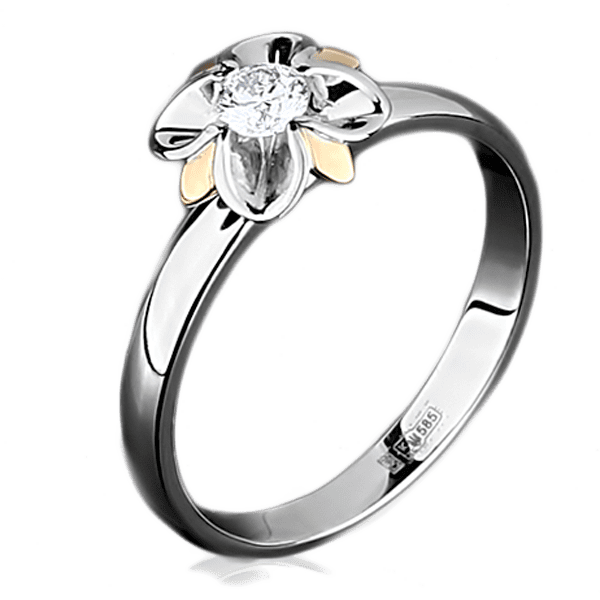 Кольцо из белого золота с бриллиантом  Кольцо из белого золота с бриллиантом