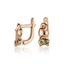 обзорное фото Золотые серьги с фианитом 028074  Серьги с камнями