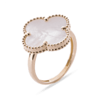 обзорное фото Золотое кольцо Клевер с перламутром 038665   Золотые кольца с перламутром