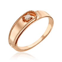 обзорное фото Красивое золотое кольцо с бриллиантом 036942  Золотые кольца