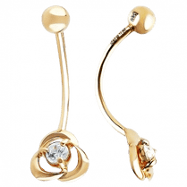 обзорное фото Золотой пирсинг с цирконием 1,4,0600  Золотая серьга в пупок