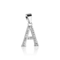 обзорное фото Серебряный кулон буква А с фианитами 027619  Серебряные подвески буквы