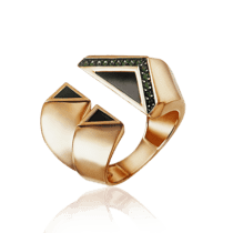 обзорное фото Золотое кольцо с агатом и нанокристаллами 030059  Золотые кольца с агатом